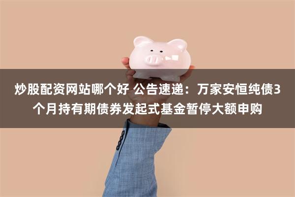 炒股配资网站哪个好 公告速递：万家安恒纯债3个月持有期债券发起式基金暂停大额申购